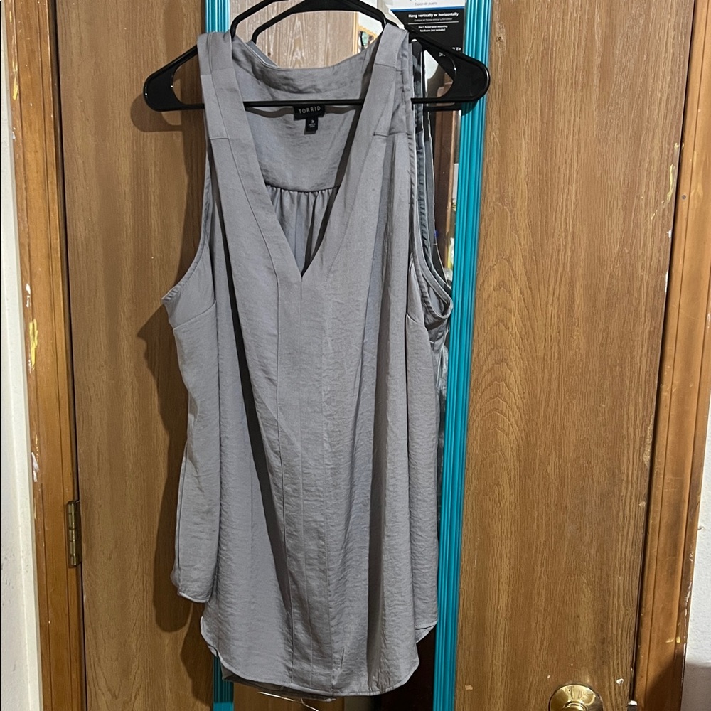 Torrid Gray Sleeveless V-Neck Blouse
